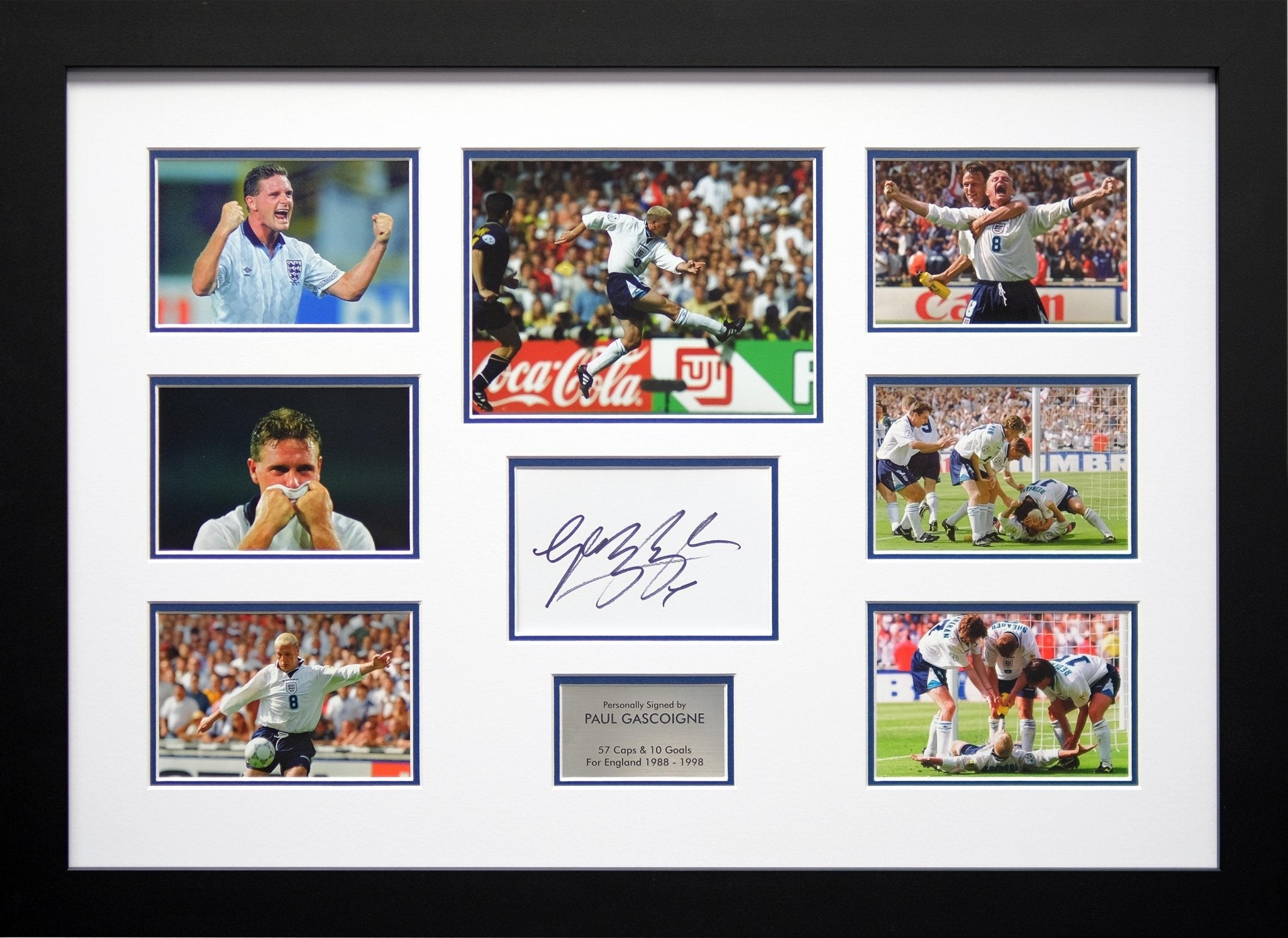 Paul Gascoigne Signed White Card Display England - Memorabilia Framers Shop